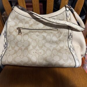 Coach Beige and Black Hobo Bag
